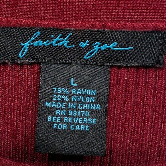 Faith & Zoe Ribbed Knit Texture Lace-Up Detail Sleeves Sweater Size Large - Picture 5 of 7